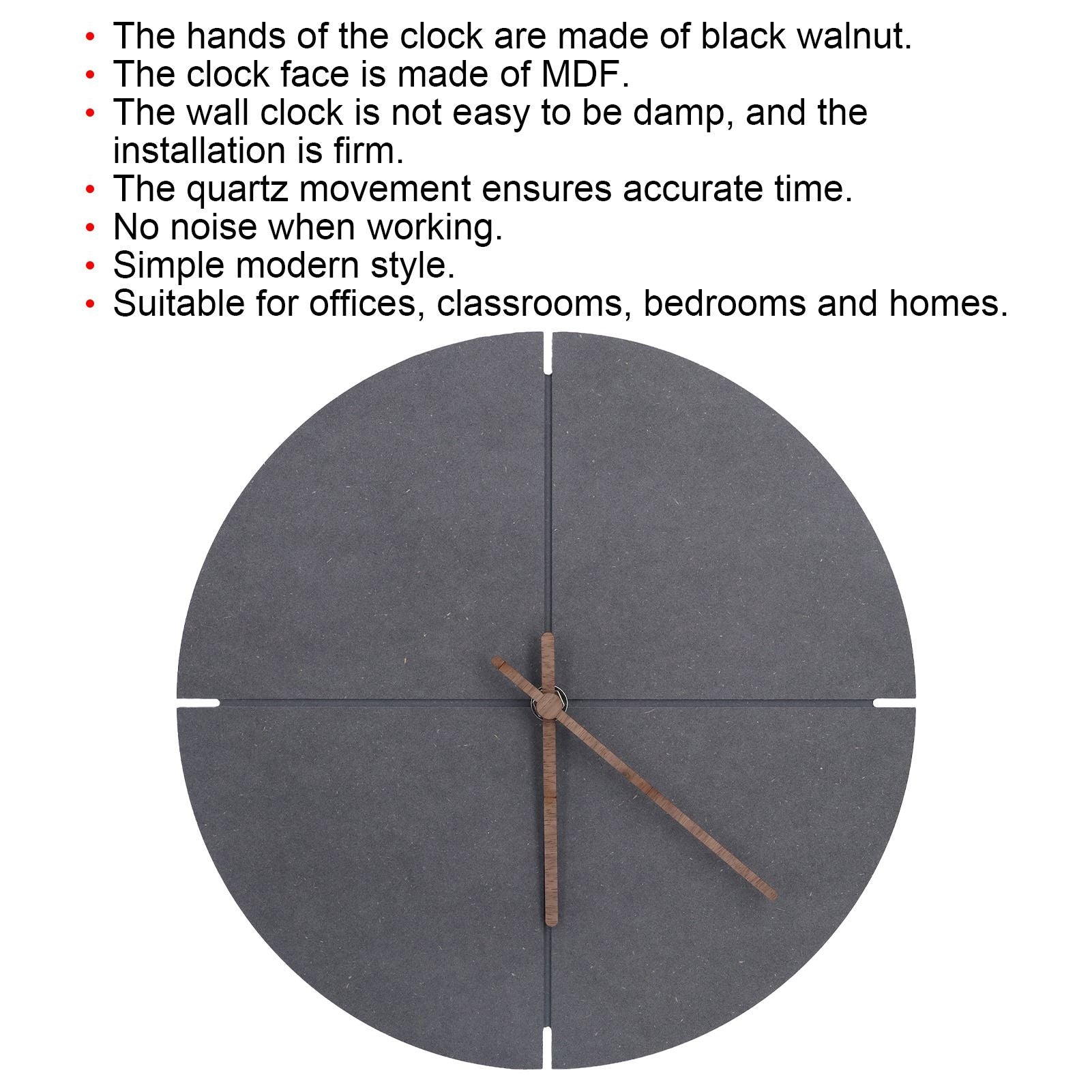 Nordic Style Simple Wooden Wall Clock Quartz Movement Wall Clock for Office Living Room V1294-YM0523-3115210219411