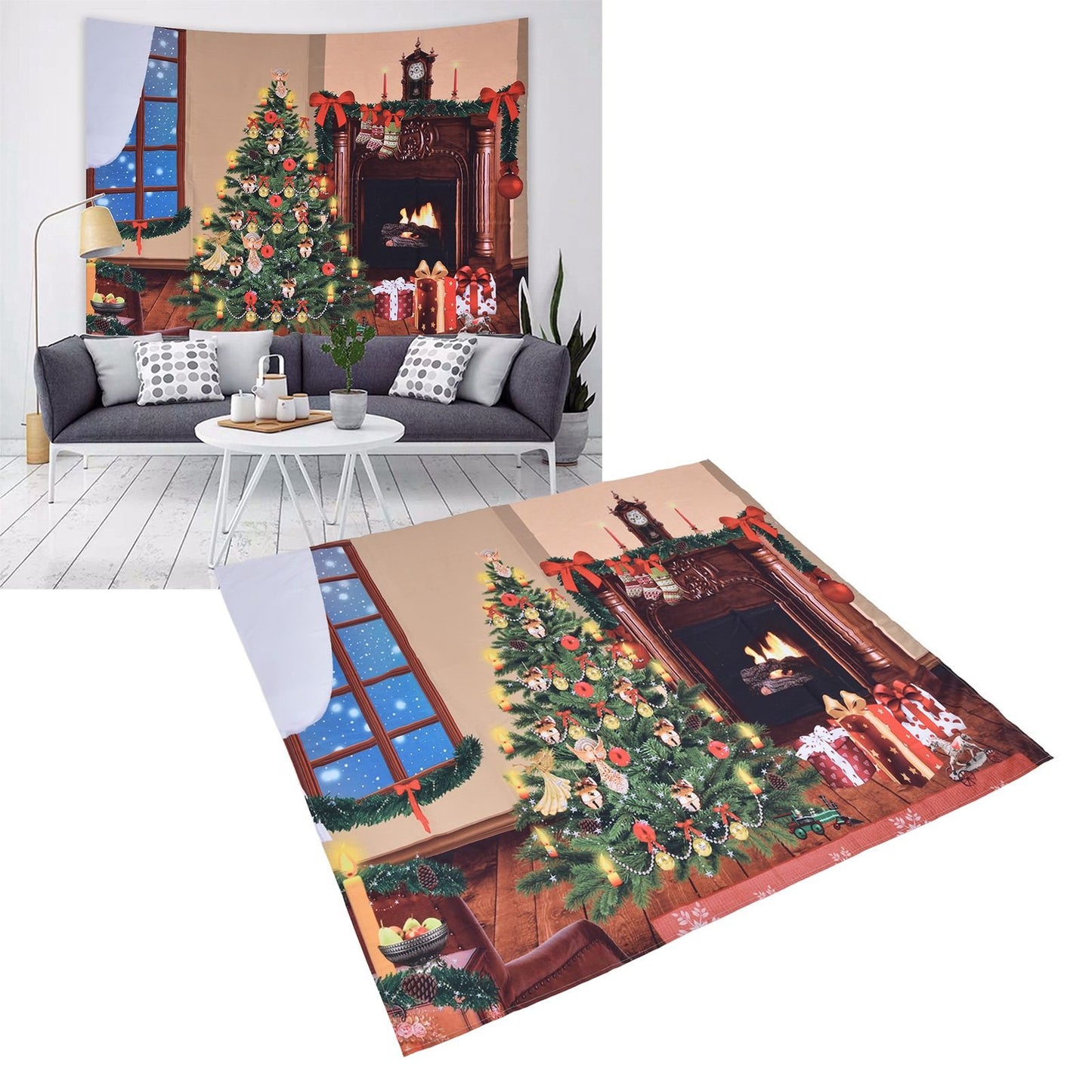 Christmas Tapestry Multi Purpose Exquisite Appearance Polyester Fiber Christmas Wall Tapestry150x150cm V1294-YM0523-3115210219911
