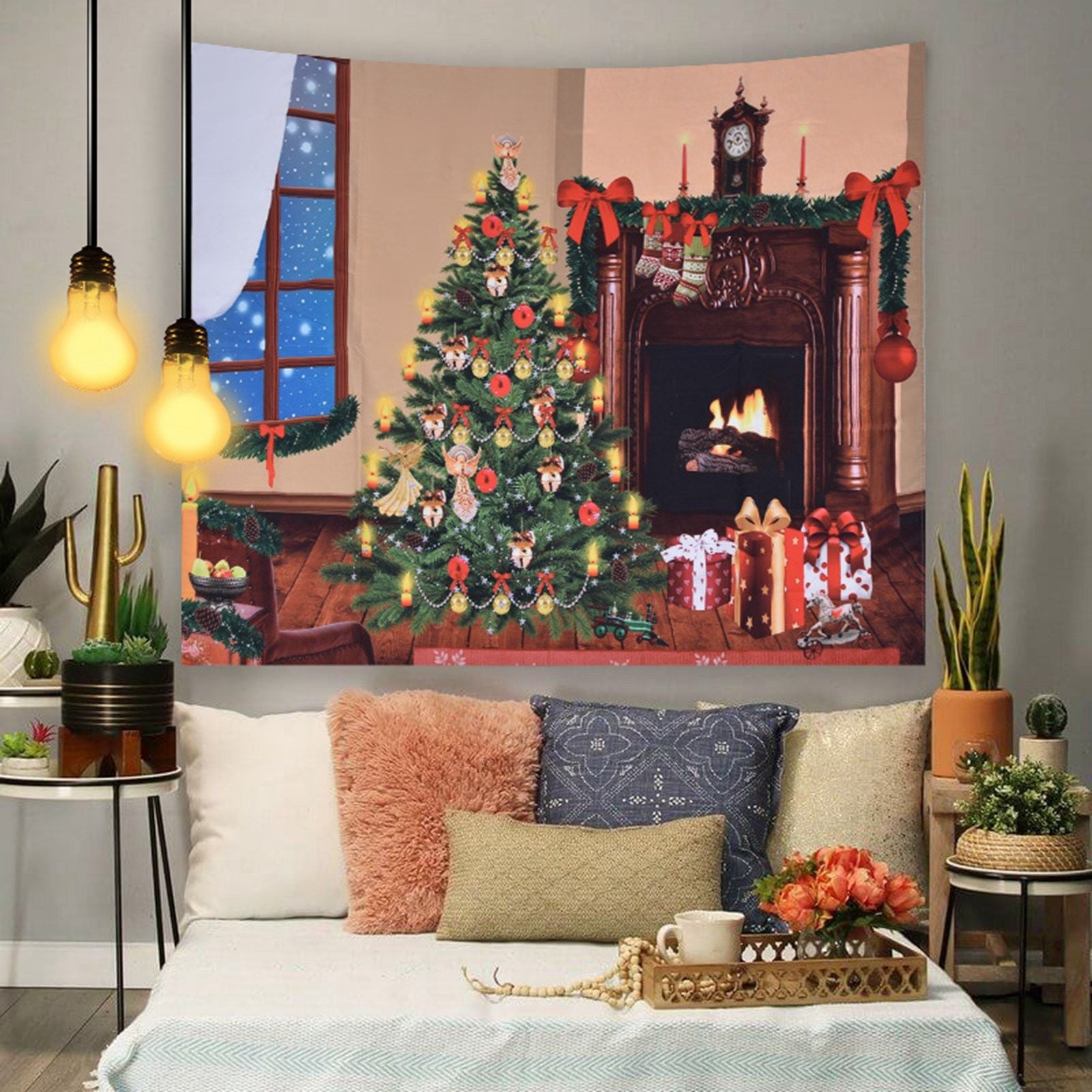 Christmas Tapestry Multi Purpose Exquisite Appearance Polyester Fiber Christmas Wall Tapestry150x150cm V1294-YM0523-3115210219911