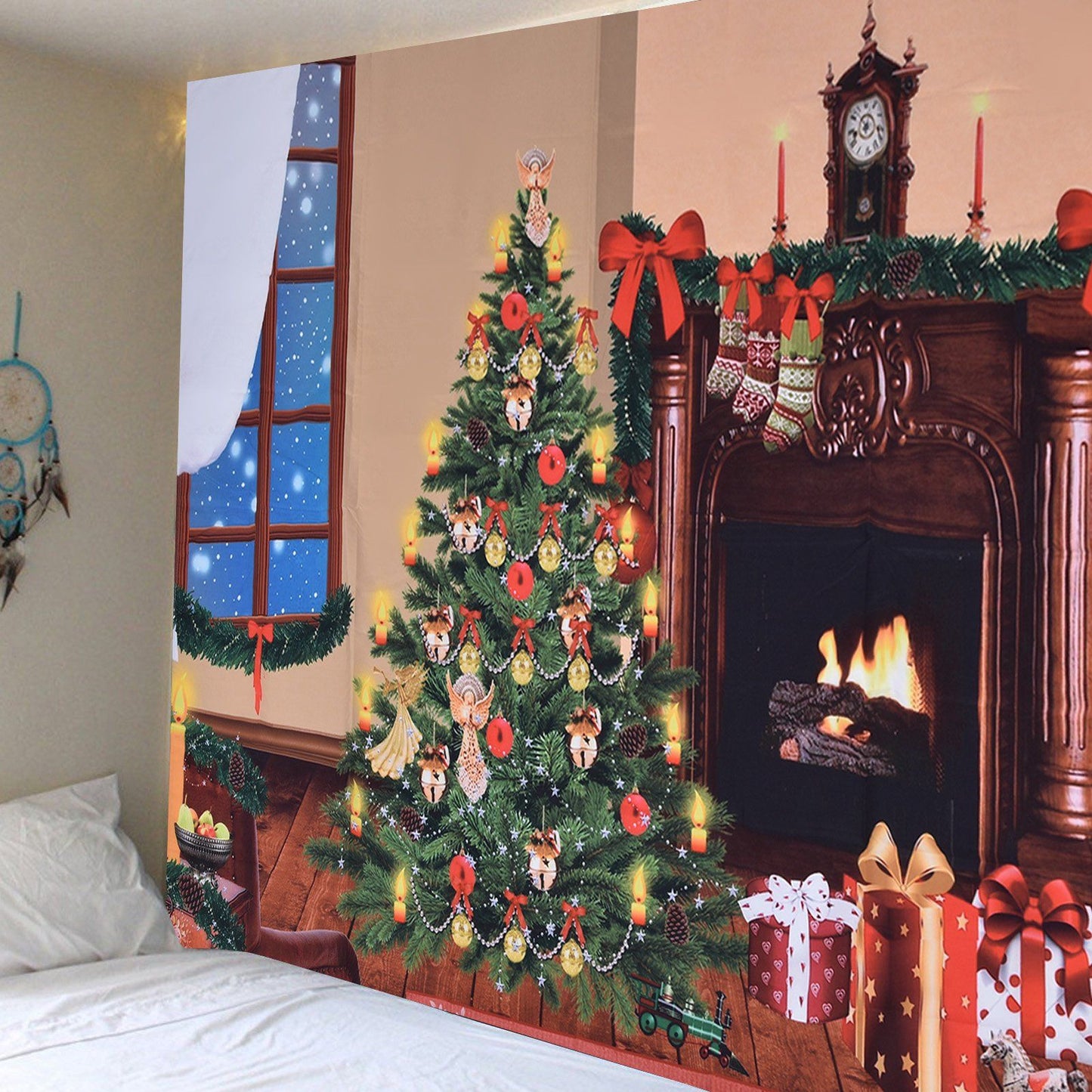 Christmas Tapestry Multi Purpose Exquisite Appearance Polyester Fiber Christmas Wall Tapestry150x150cm V1294-YM0523-3115210219911
