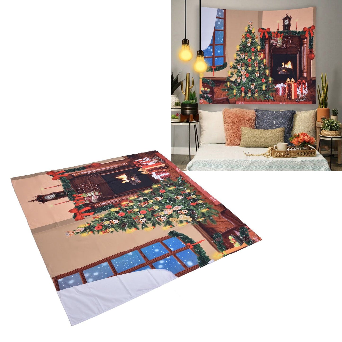 Christmas Tapestry Multi Purpose Exquisite Appearance Polyester Fiber Christmas Wall Tapestry230x180cm V1294-YM0523-3115210219913
