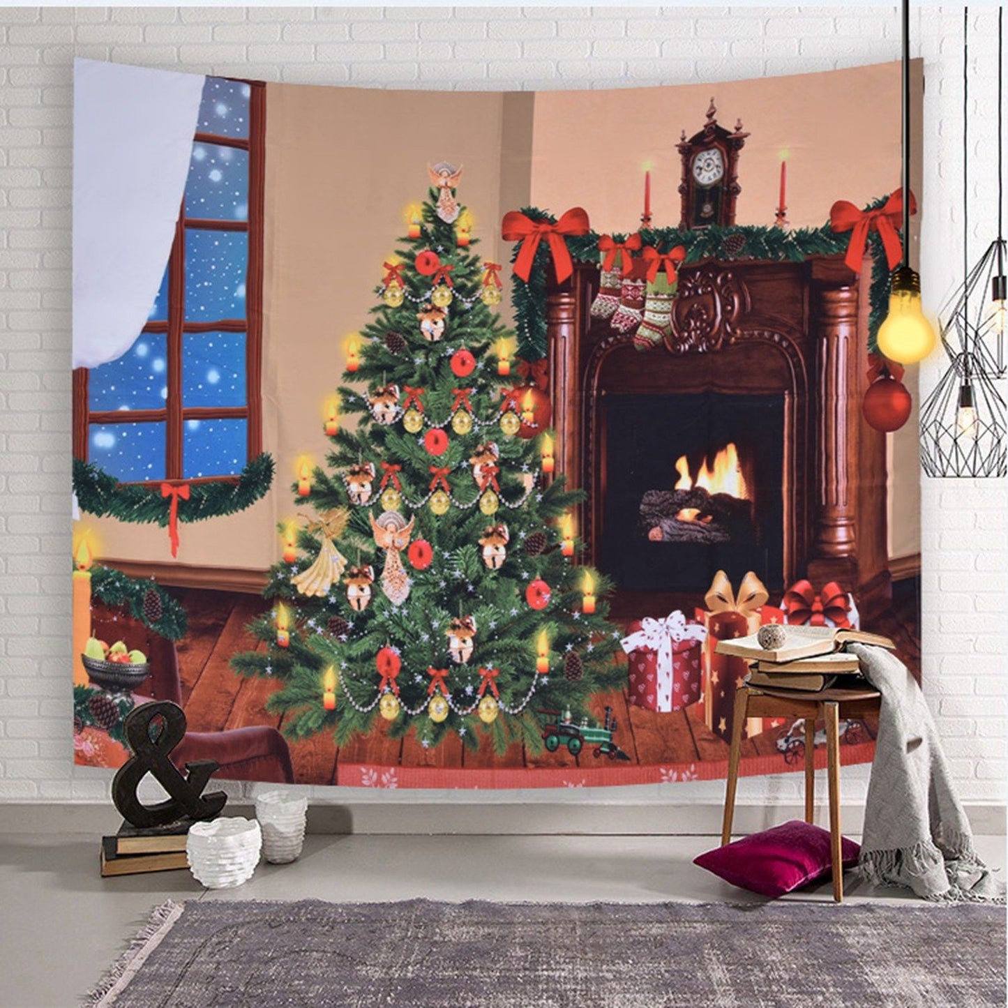 Christmas Tapestry Multi Purpose Exquisite Appearance Polyester Fiber Christmas Wall Tapestry230x180cm V1294-YM0523-3115210219913