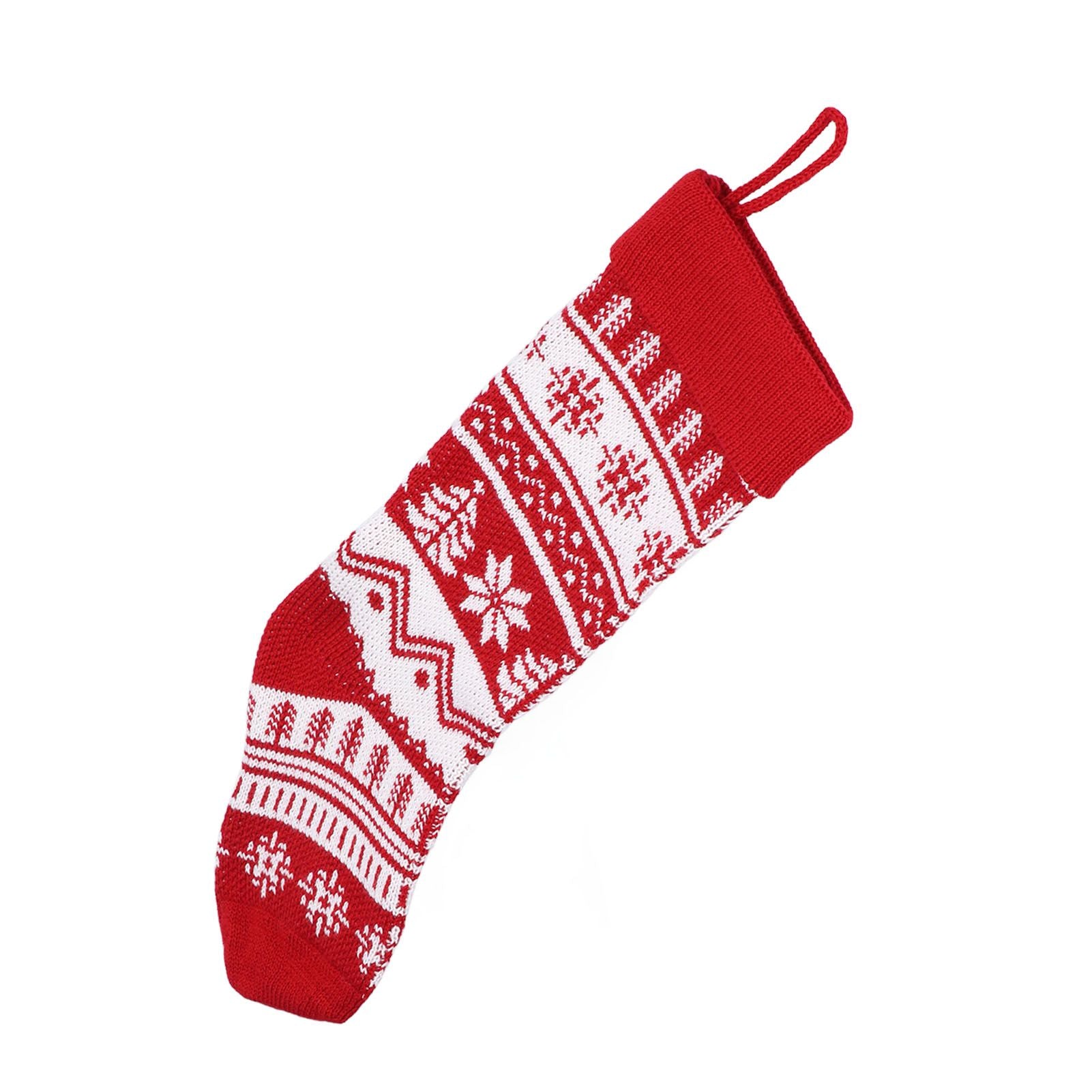 Large Knitted Christmas Stocking with Candy Bag Lovely Christmas Decorations Hanging StockingsChristmas Trees V1294-YM0523-3115210221813