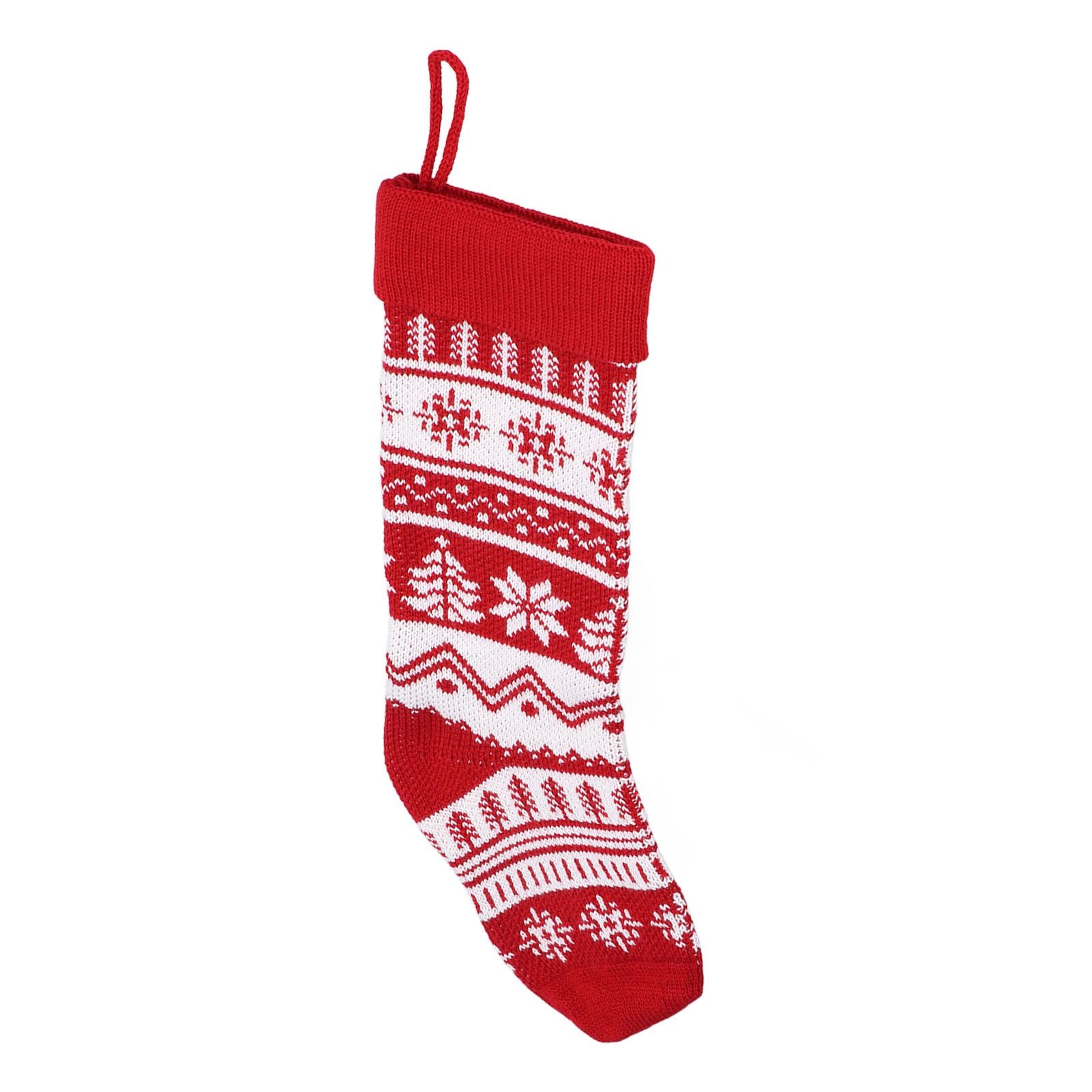 Large Knitted Christmas Stocking with Candy Bag Lovely Christmas Decorations Hanging StockingsChristmas Trees V1294-YM0523-3115210221813