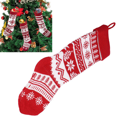 Large Knitted Christmas Stocking with Candy Bag Lovely Christmas Decorations Hanging StockingsChristmas Trees V1294-YM0523-3115210221813