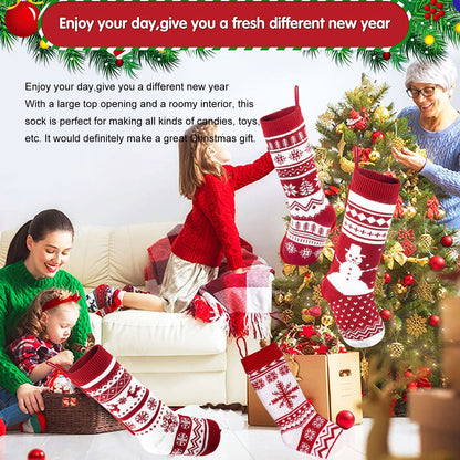 Large Knitted Christmas Stocking with Candy Bag Lovely Christmas Decorations Hanging StockingsChristmas Trees V1294-YM0523-3115210221813