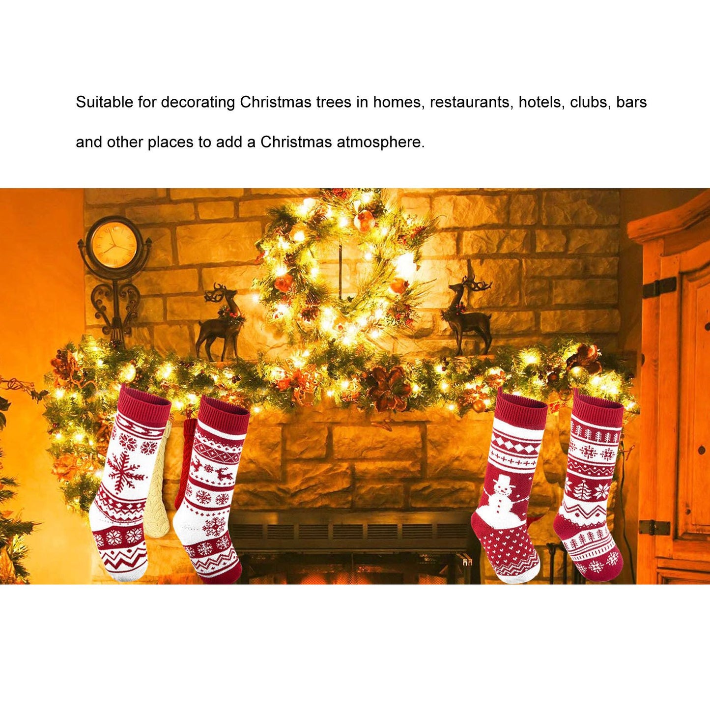 Large Knitted Christmas Stocking with Candy Bag Lovely Christmas Decorations Hanging StockingsChristmas Trees V1294-YM0523-3115210221813