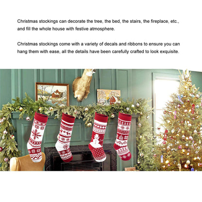 Large Knitted Christmas Stocking with Candy Bag Lovely Christmas Decorations Hanging StockingsChristmas Trees V1294-YM0523-3115210221813
