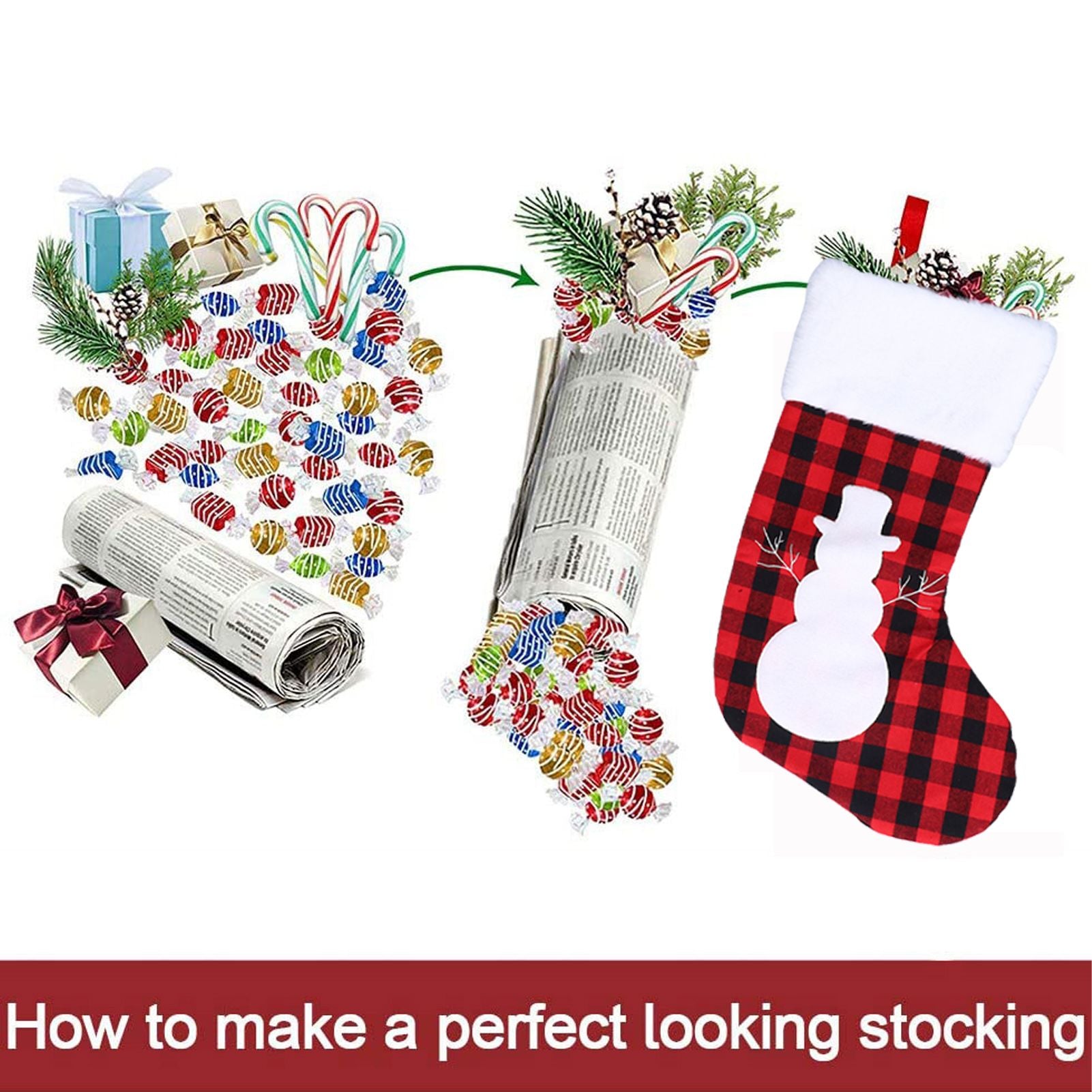 Christmas Stocking Gift Bags Cute Decals Large Capacity Exquisite Workmanship Brighter Color Large Christmas V1294-YM0523-3115210222213