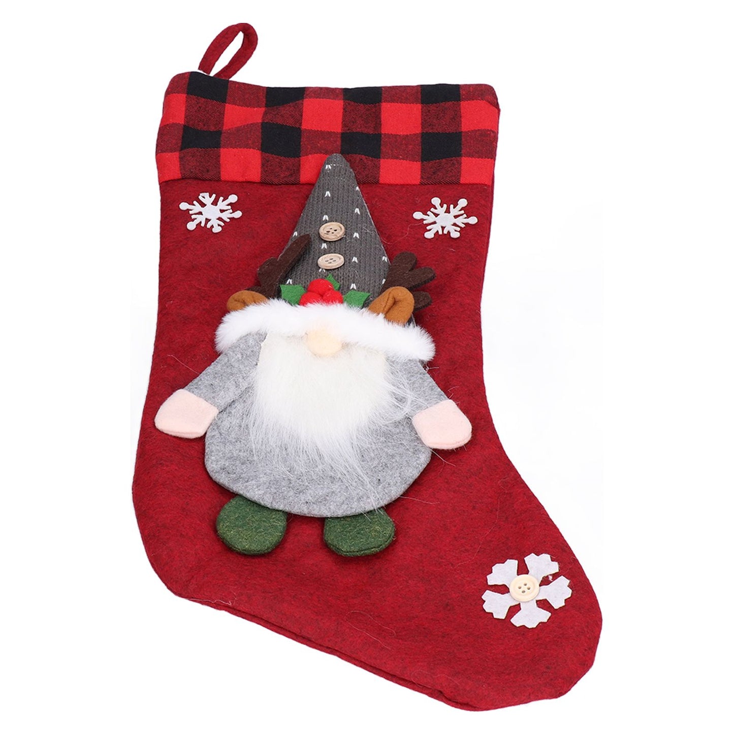 Christmas Stocking with Faceless Doll Decor Home Shop Party Xmas Tree Gift Bag Ornament PendantRed V1294-YM0523-3115210222311