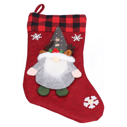Christmas Stocking with Faceless Doll Decor Home Shop Party Xmas Tree Gift Bag Ornament PendantRed V1294-YM0523-3115210222311
