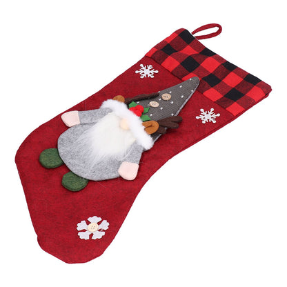 Christmas Stocking with Faceless Doll Decor Home Shop Party Xmas Tree Gift Bag Ornament PendantRed V1294-YM0523-3115210222311