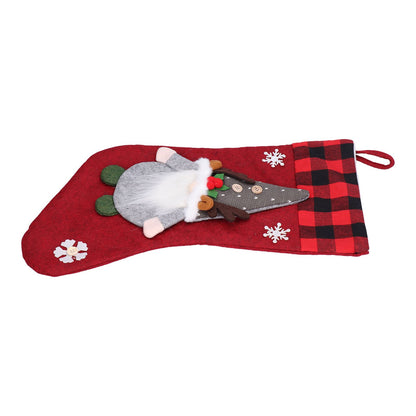 Christmas Stocking with Faceless Doll Decor Home Shop Party Xmas Tree Gift Bag Ornament PendantRed V1294-YM0523-3115210222311