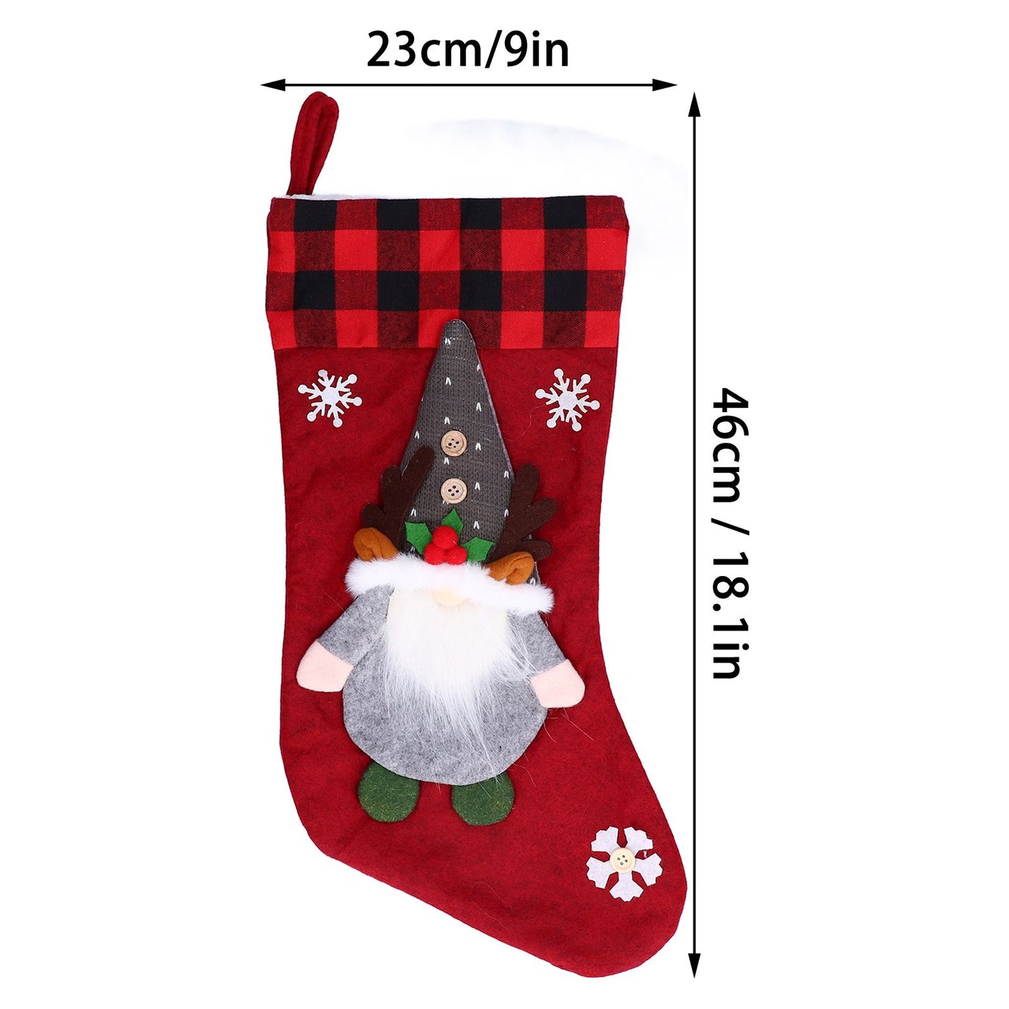 Christmas Stocking with Faceless Doll Decor Home Shop Party Xmas Tree Gift Bag Ornament PendantRed V1294-YM0523-3115210222311