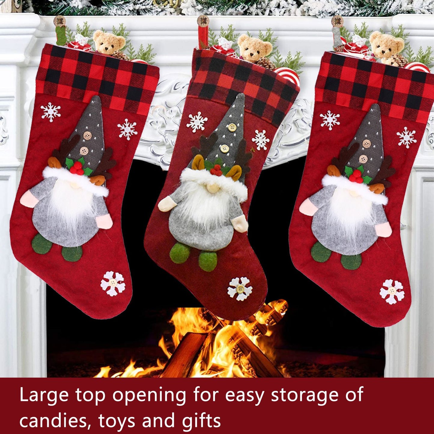 Christmas Stocking with Faceless Doll Decor Home Shop Party Xmas Tree Gift Bag Ornament PendantRed V1294-YM0523-3115210222311