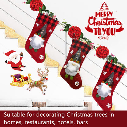 Christmas Stocking with Faceless Doll Decor Home Shop Party Xmas Tree Gift Bag Ornament PendantRed V1294-YM0523-3115210222311