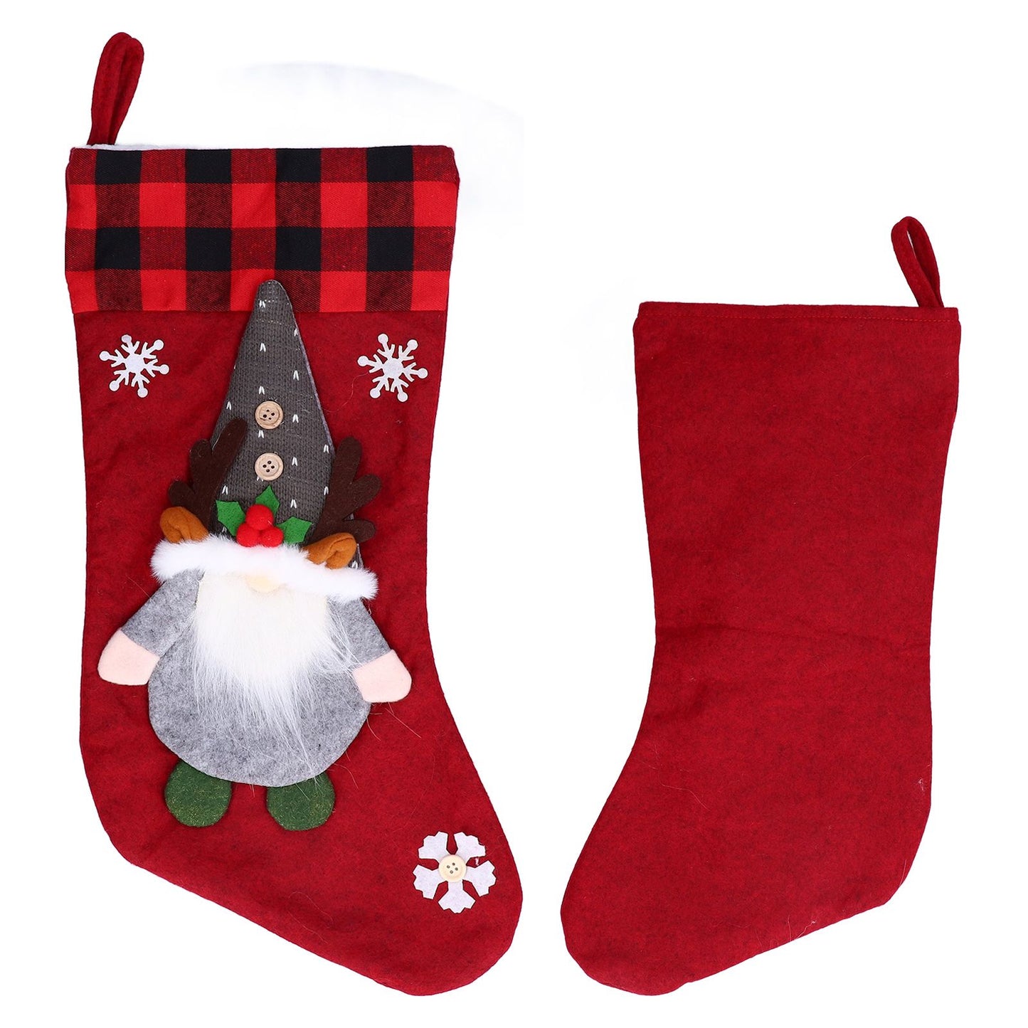 Christmas Stocking with Faceless Doll Decor Home Shop Party Xmas Tree Gift Bag Ornament PendantRed V1294-YM0523-3115210222311