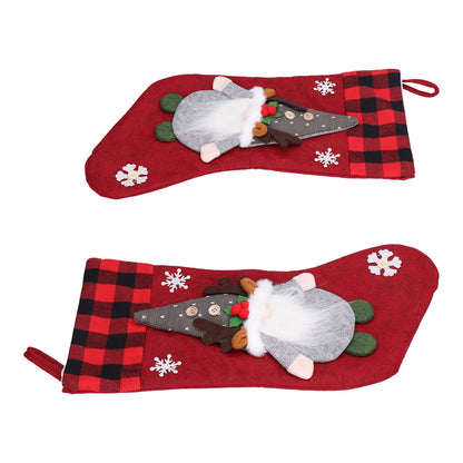Christmas Stocking with Faceless Doll Decor Home Shop Party Xmas Tree Gift Bag Ornament PendantRed V1294-YM0523-3115210222311