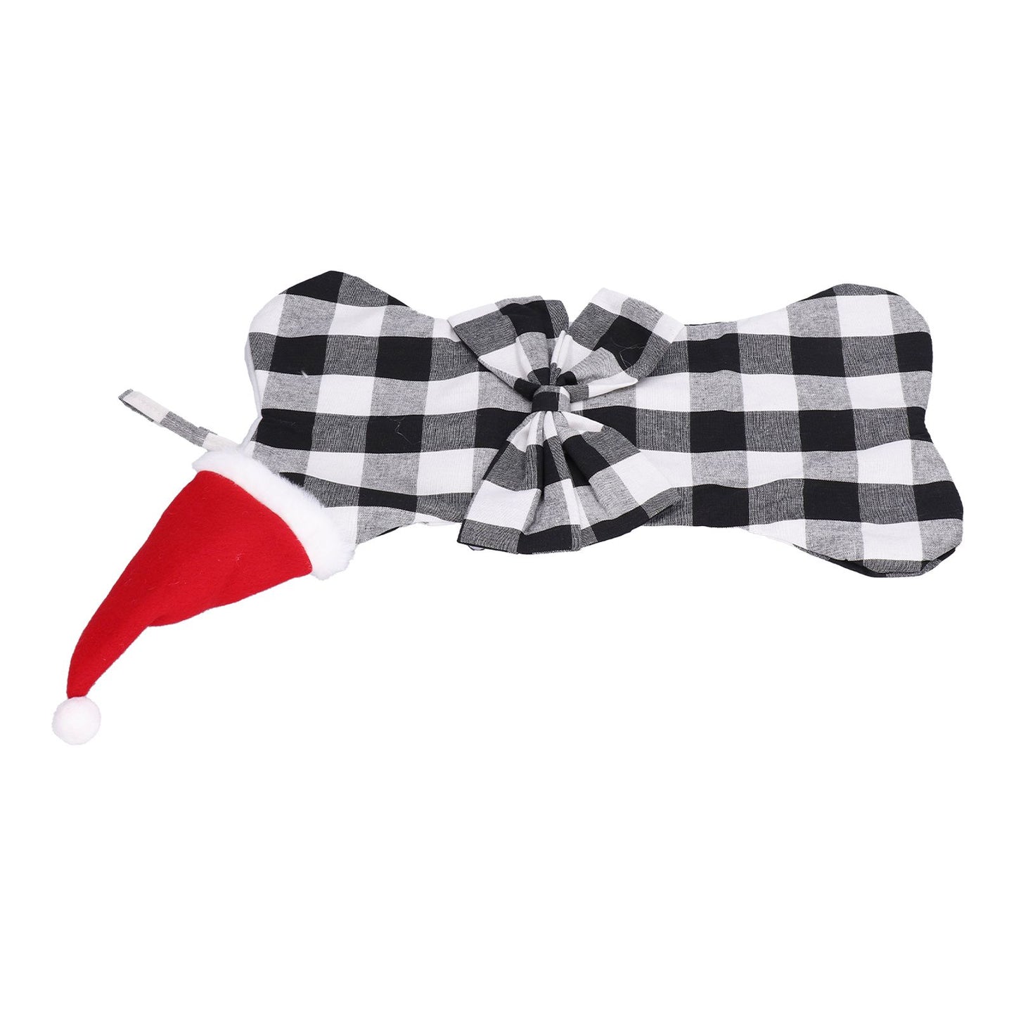 Christmas Tree Decorations Polyester Grids Pattern Christmas Hanging Stocking Pendant Children Gift Bag(Black V1294-YM0523-3115210222612