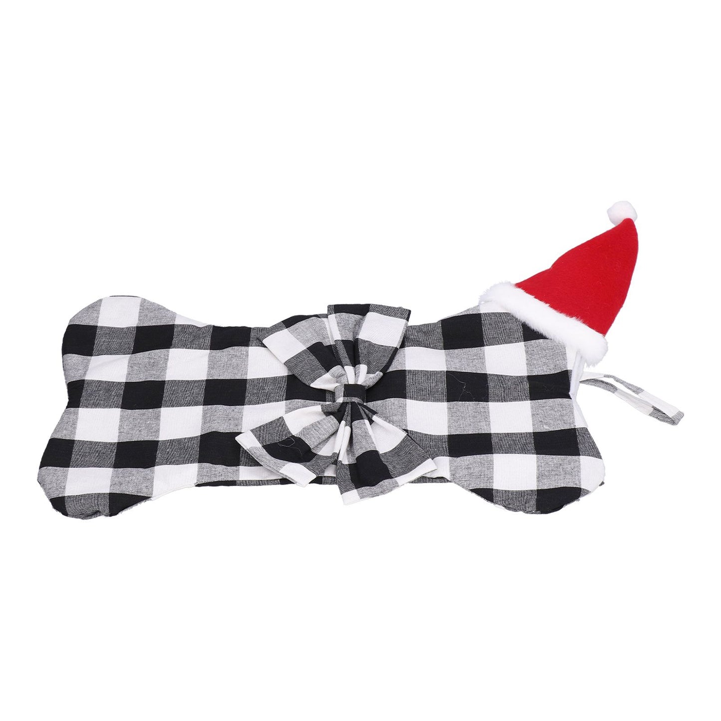 Christmas Tree Decorations Polyester Grids Pattern Christmas Hanging Stocking Pendant Children Gift Bag(Black V1294-YM0523-3115210222612