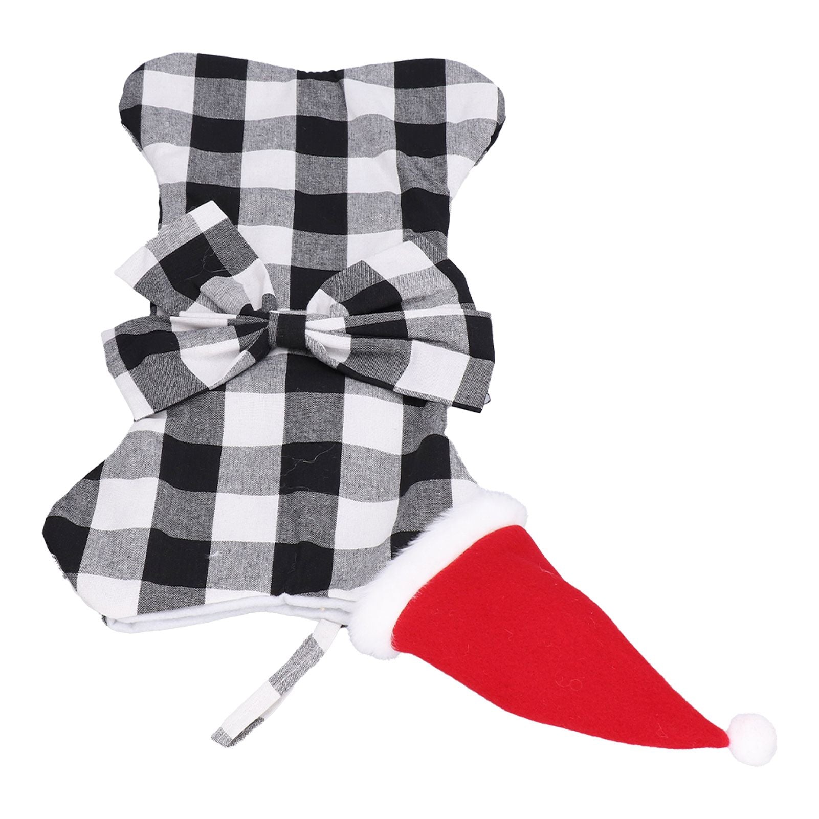 Christmas Tree Decorations Polyester Grids Pattern Christmas Hanging Stocking Pendant Children Gift Bag(Black V1294-YM0523-3115210222612