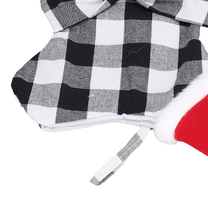 Christmas Tree Decorations Polyester Grids Pattern Christmas Hanging Stocking Pendant Children Gift Bag(Black V1294-YM0523-3115210222612