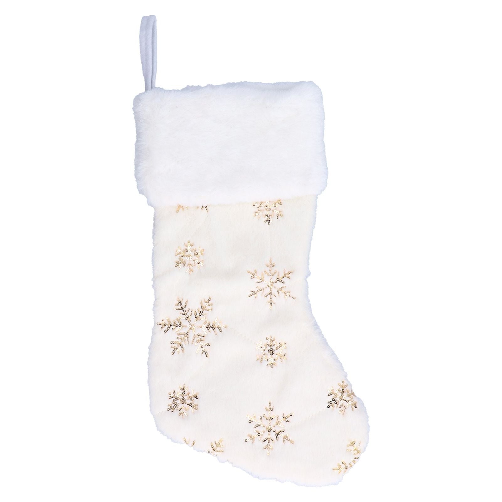 Polyester Christmas Stocking Pendant with Embroidery Snowflake Pattern Xmas Tree Decoration OrnamentGold V1294-YM0523-3115210222711