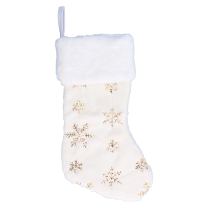 Polyester Christmas Stocking Pendant with Embroidery Snowflake Pattern Xmas Tree Decoration OrnamentGold V1294-YM0523-3115210222711