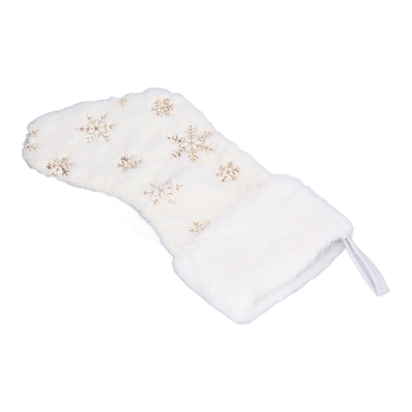 Polyester Christmas Stocking Pendant with Embroidery Snowflake Pattern Xmas Tree Decoration OrnamentGold V1294-YM0523-3115210222711