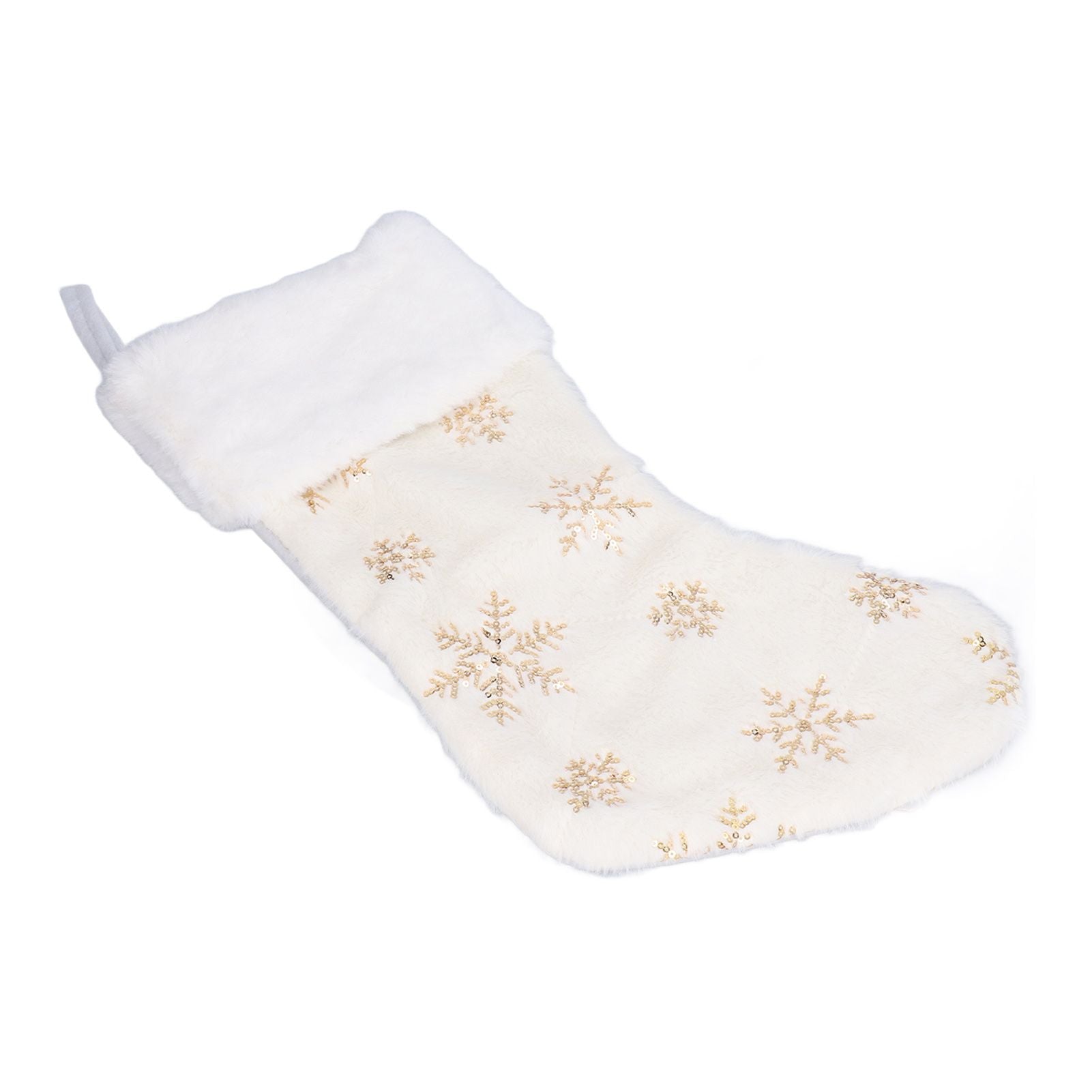 Polyester Christmas Stocking Pendant with Embroidery Snowflake Pattern Xmas Tree Decoration OrnamentGold V1294-YM0523-3115210222711