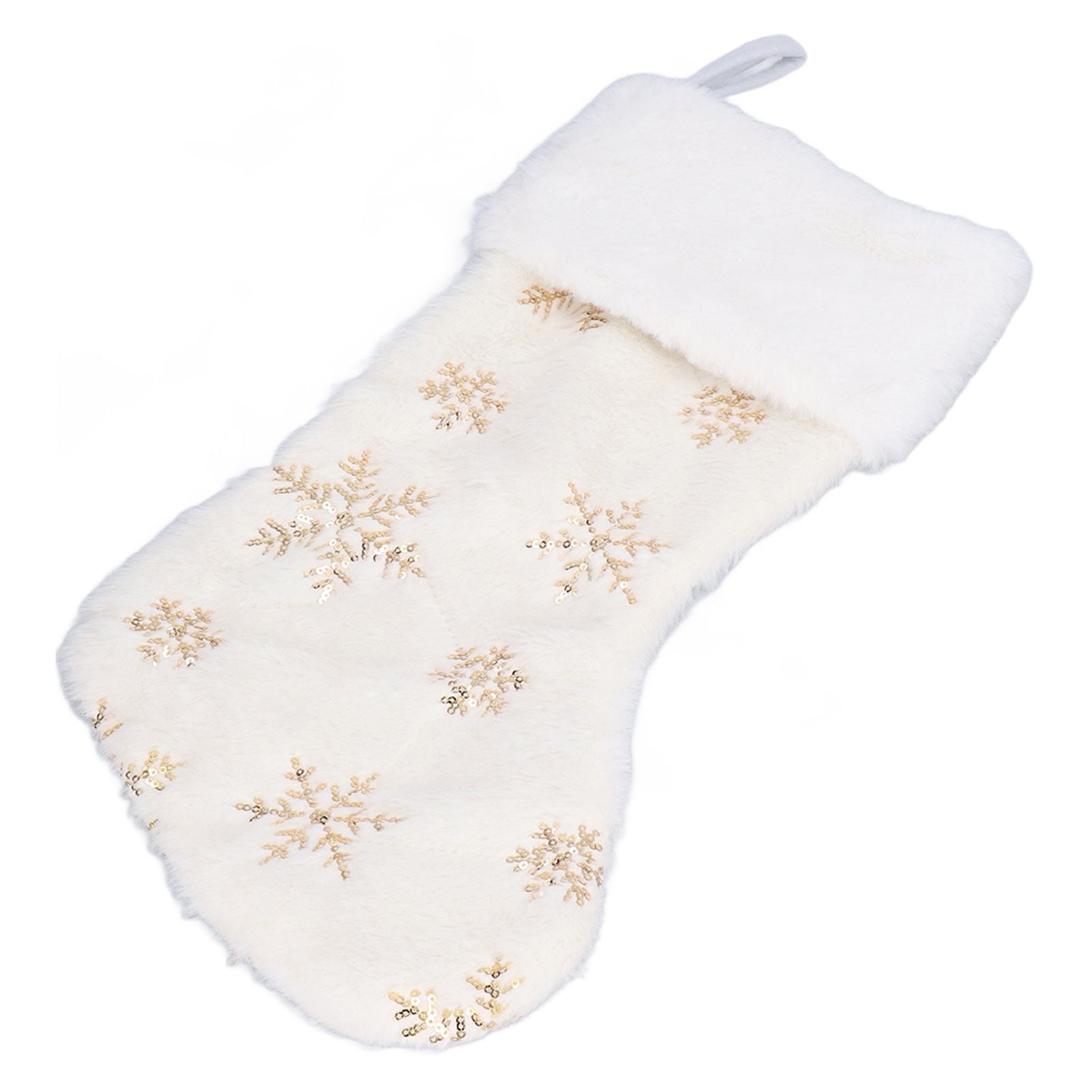 Polyester Christmas Stocking Pendant with Embroidery Snowflake Pattern Xmas Tree Decoration OrnamentGold V1294-YM0523-3115210222711