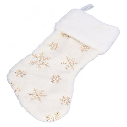 Polyester Christmas Stocking Pendant with Embroidery Snowflake Pattern Xmas Tree Decoration OrnamentGold V1294-YM0523-3115210222711