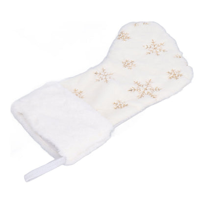 Polyester Christmas Stocking Pendant with Embroidery Snowflake Pattern Xmas Tree Decoration OrnamentGold V1294-YM0523-3115210222711