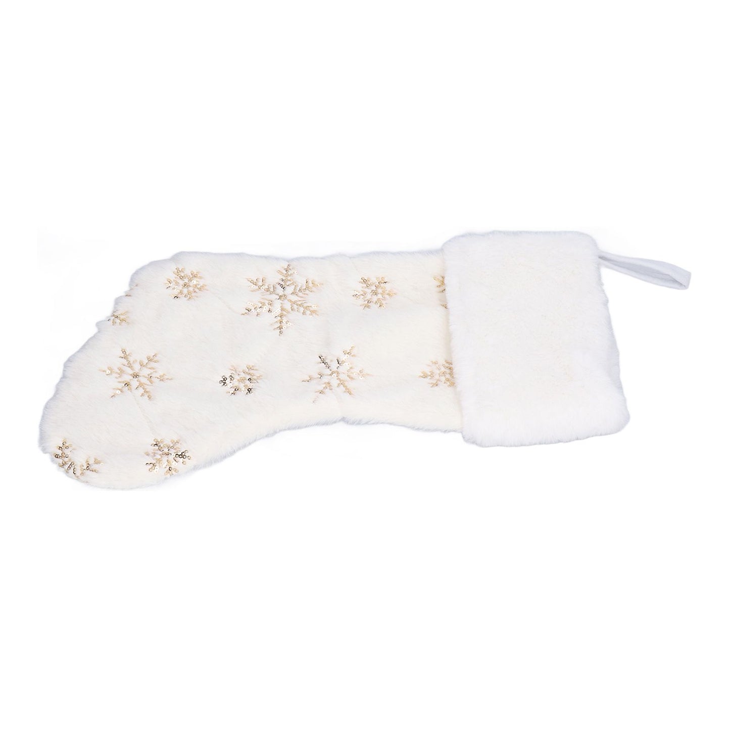Polyester Christmas Stocking Pendant with Embroidery Snowflake Pattern Xmas Tree Decoration OrnamentGold V1294-YM0523-3115210222711