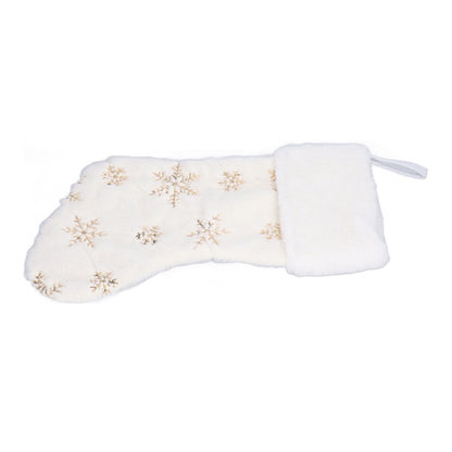 Polyester Christmas Stocking Pendant with Embroidery Snowflake Pattern Xmas Tree Decoration OrnamentGold V1294-YM0523-3115210222711