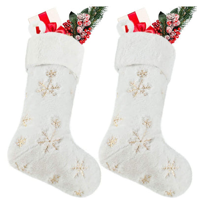 Polyester Christmas Stocking Pendant with Embroidery Snowflake Pattern Xmas Tree Decoration OrnamentGold V1294-YM0523-3115210222711