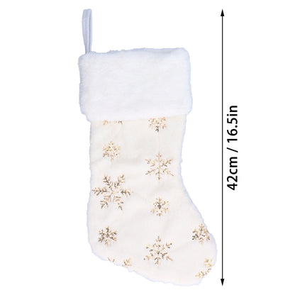 Polyester Christmas Stocking Pendant with Embroidery Snowflake Pattern Xmas Tree Decoration OrnamentGold V1294-YM0523-3115210222711