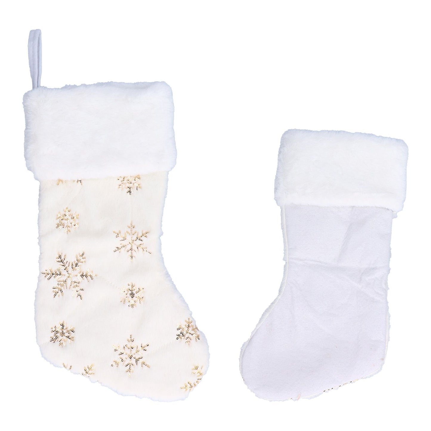 Polyester Christmas Stocking Pendant with Embroidery Snowflake Pattern Xmas Tree Decoration OrnamentGold V1294-YM0523-3115210222711