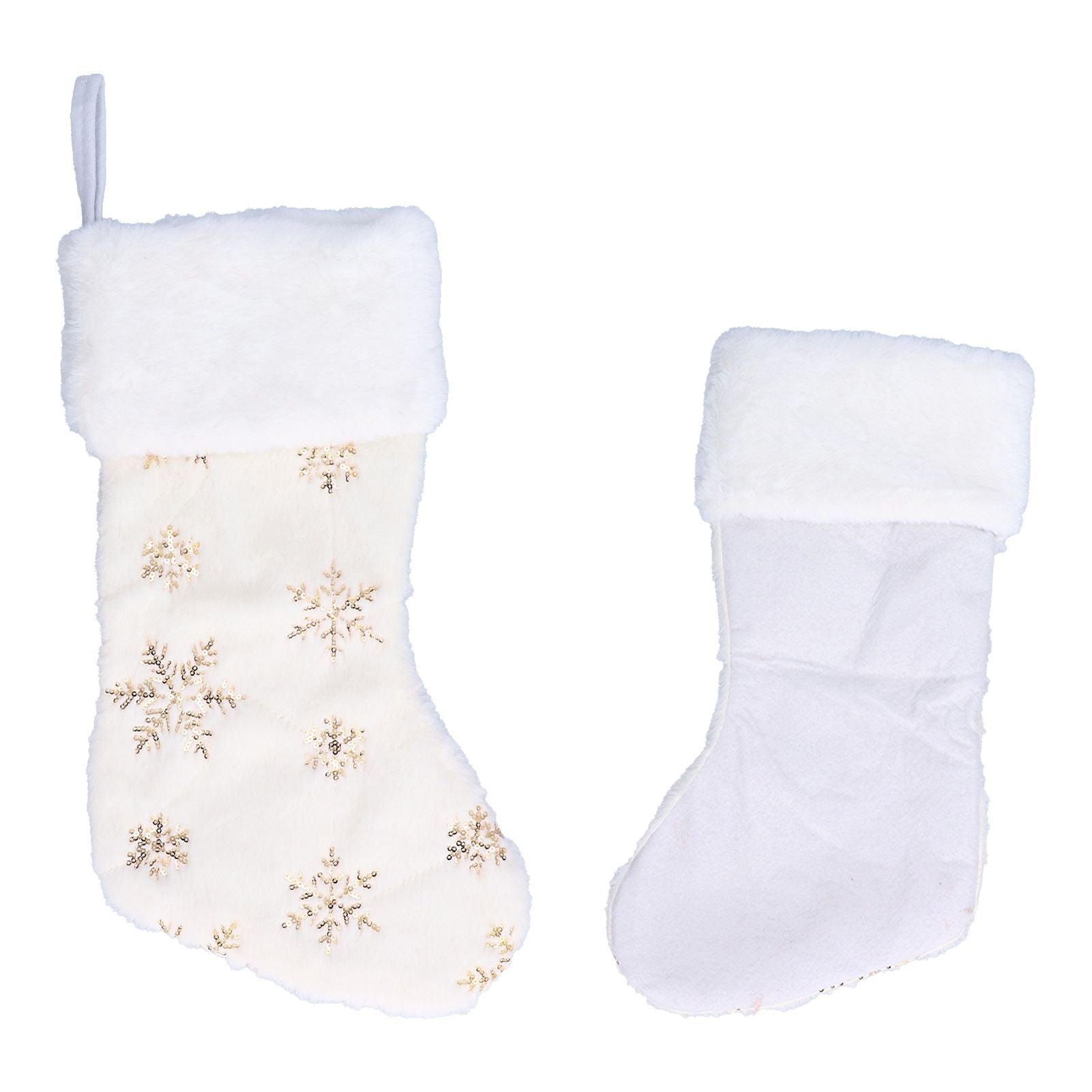 Polyester Christmas Stocking Pendant with Embroidery Snowflake Pattern Xmas Tree Decoration OrnamentGold V1294-YM0523-3115210222711