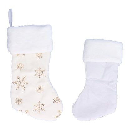 Polyester Christmas Stocking Pendant with Embroidery Snowflake Pattern Xmas Tree Decoration OrnamentGold V1294-YM0523-3115210222711