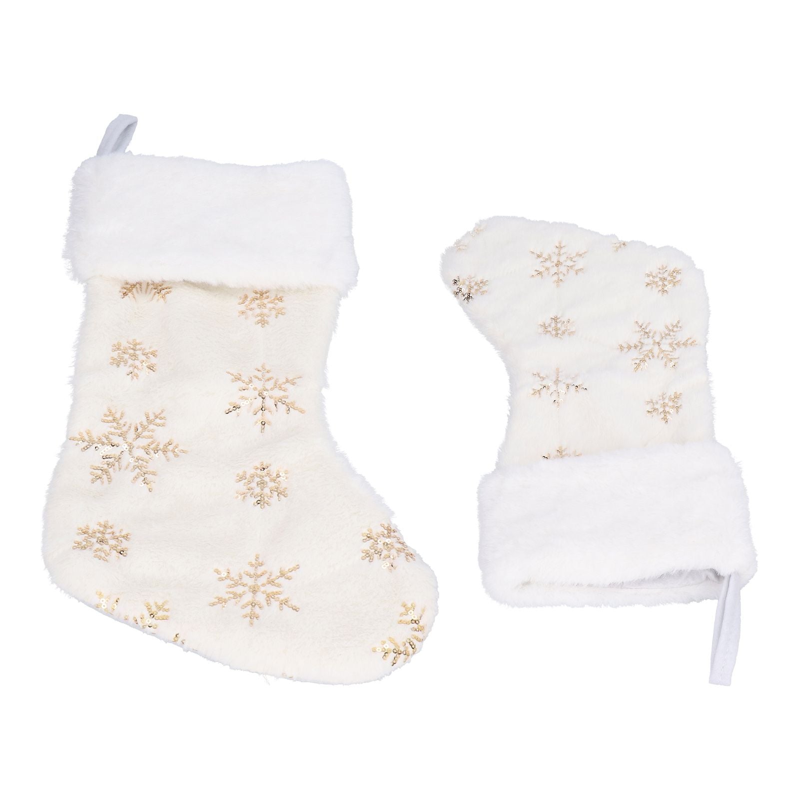 Polyester Christmas Stocking Pendant with Embroidery Snowflake Pattern Xmas Tree Decoration OrnamentGold V1294-YM0523-3115210222711