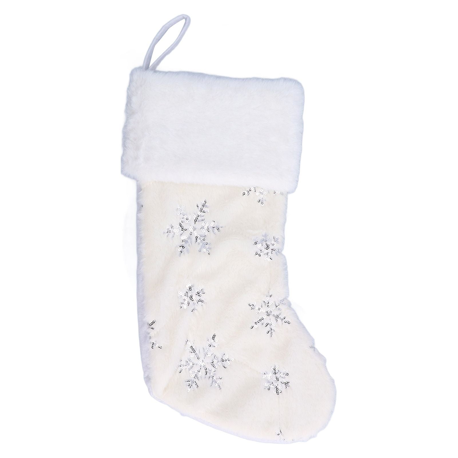 Polyester Christmas Stocking Pendant with Embroidery Snowflake Pattern Xmas Tree Decoration OrnamentSilver V1294-YM0523-3115210222712