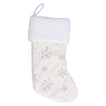 Polyester Christmas Stocking Pendant with Embroidery Snowflake Pattern Xmas Tree Decoration OrnamentSilver V1294-YM0523-3115210222712