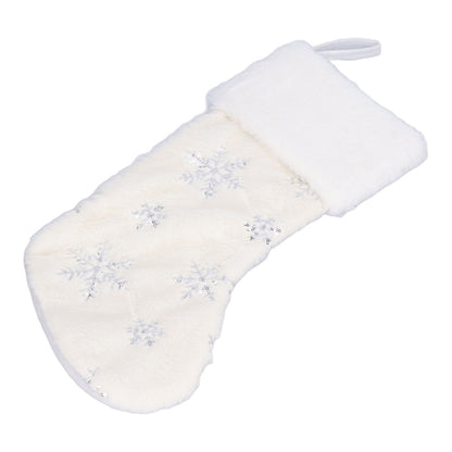 Polyester Christmas Stocking Pendant with Embroidery Snowflake Pattern Xmas Tree Decoration OrnamentSilver V1294-YM0523-3115210222712