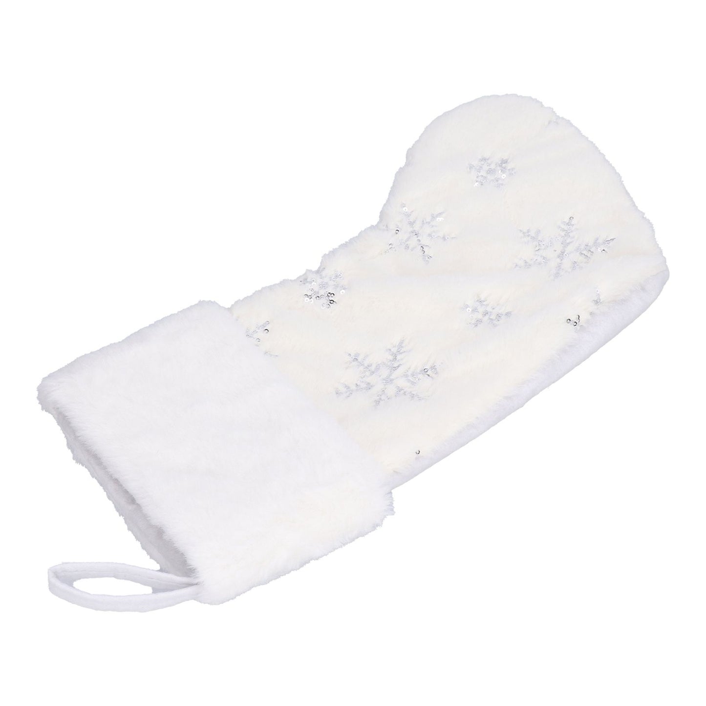 Polyester Christmas Stocking Pendant with Embroidery Snowflake Pattern Xmas Tree Decoration OrnamentSilver V1294-YM0523-3115210222712