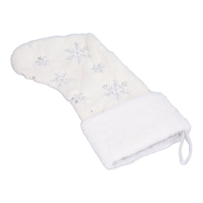 Polyester Christmas Stocking Pendant with Embroidery Snowflake Pattern Xmas Tree Decoration OrnamentSilver V1294-YM0523-3115210222712
