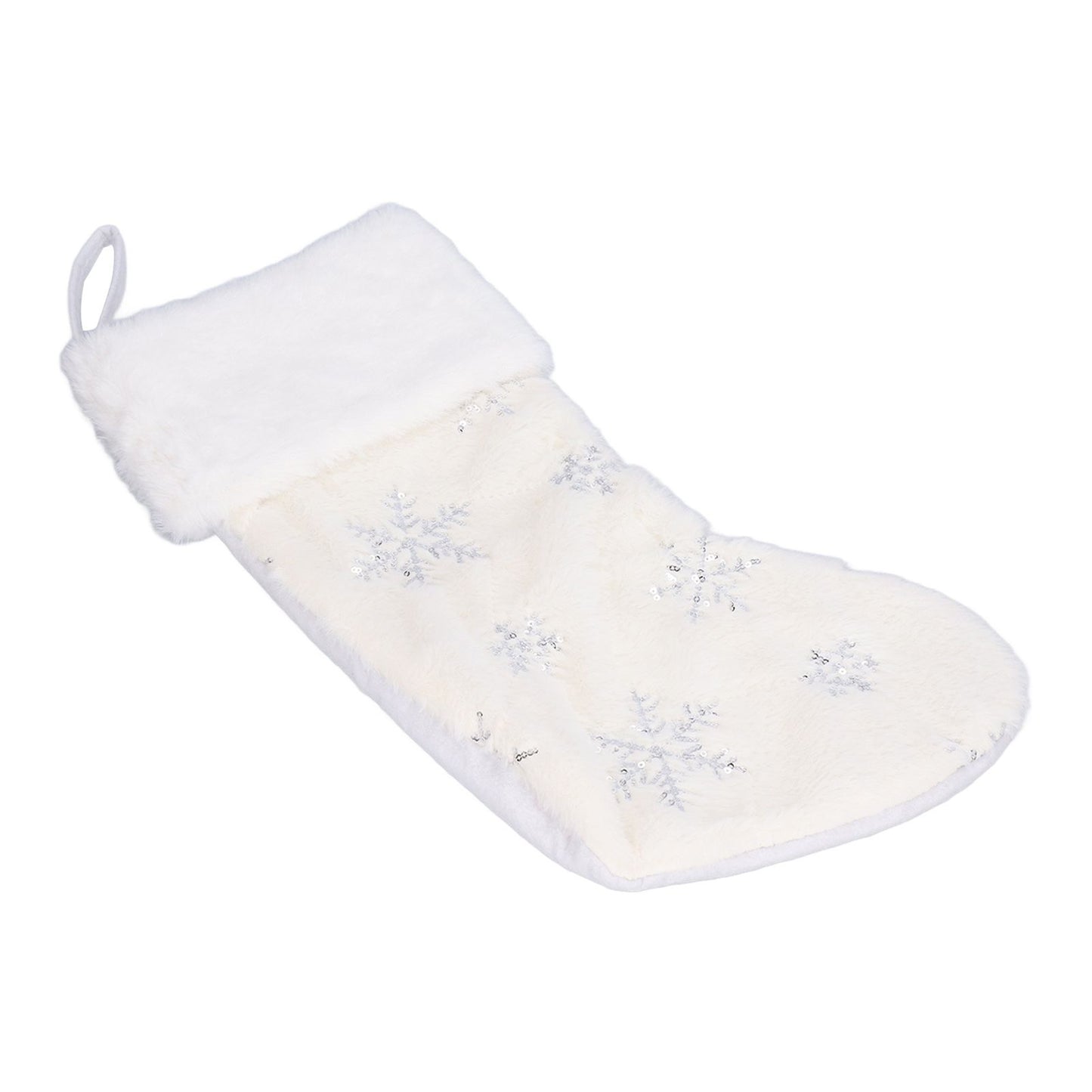 Polyester Christmas Stocking Pendant with Embroidery Snowflake Pattern Xmas Tree Decoration OrnamentSilver V1294-YM0523-3115210222712