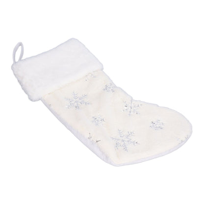 Polyester Christmas Stocking Pendant with Embroidery Snowflake Pattern Xmas Tree Decoration OrnamentSilver V1294-YM0523-3115210222712