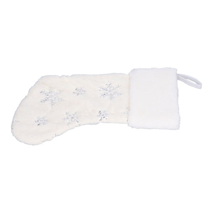 Polyester Christmas Stocking Pendant with Embroidery Snowflake Pattern Xmas Tree Decoration OrnamentSilver V1294-YM0523-3115210222712