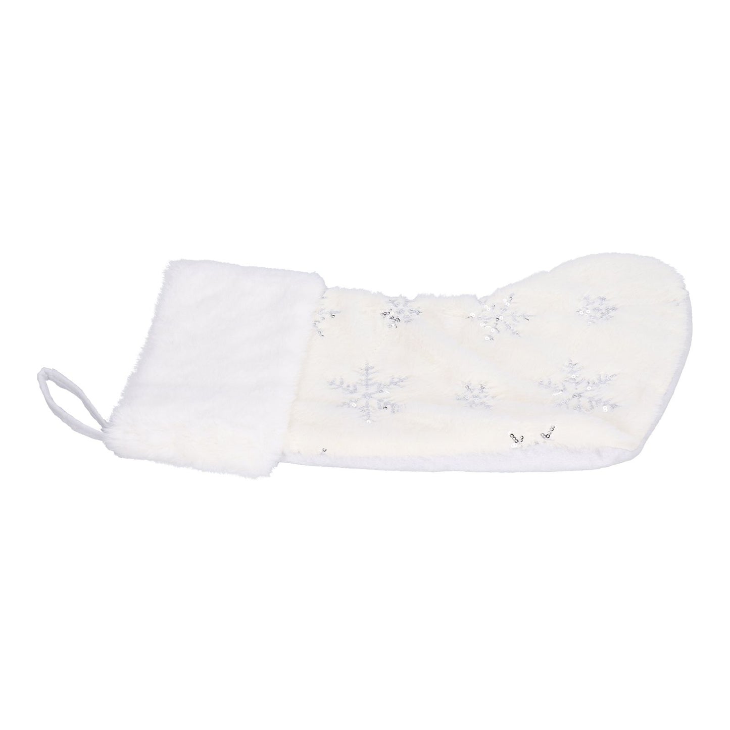 Polyester Christmas Stocking Pendant with Embroidery Snowflake Pattern Xmas Tree Decoration OrnamentSilver V1294-YM0523-3115210222712